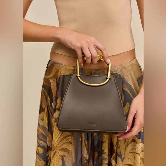 cult gaia Handbags - NEW Cult Gaia Maxine Top Handle Bag Luwak Dark Brown Leather